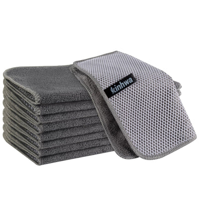 Kitchen Dish Washcloths Microfiber Gray with Poly Scour Scrub Side
