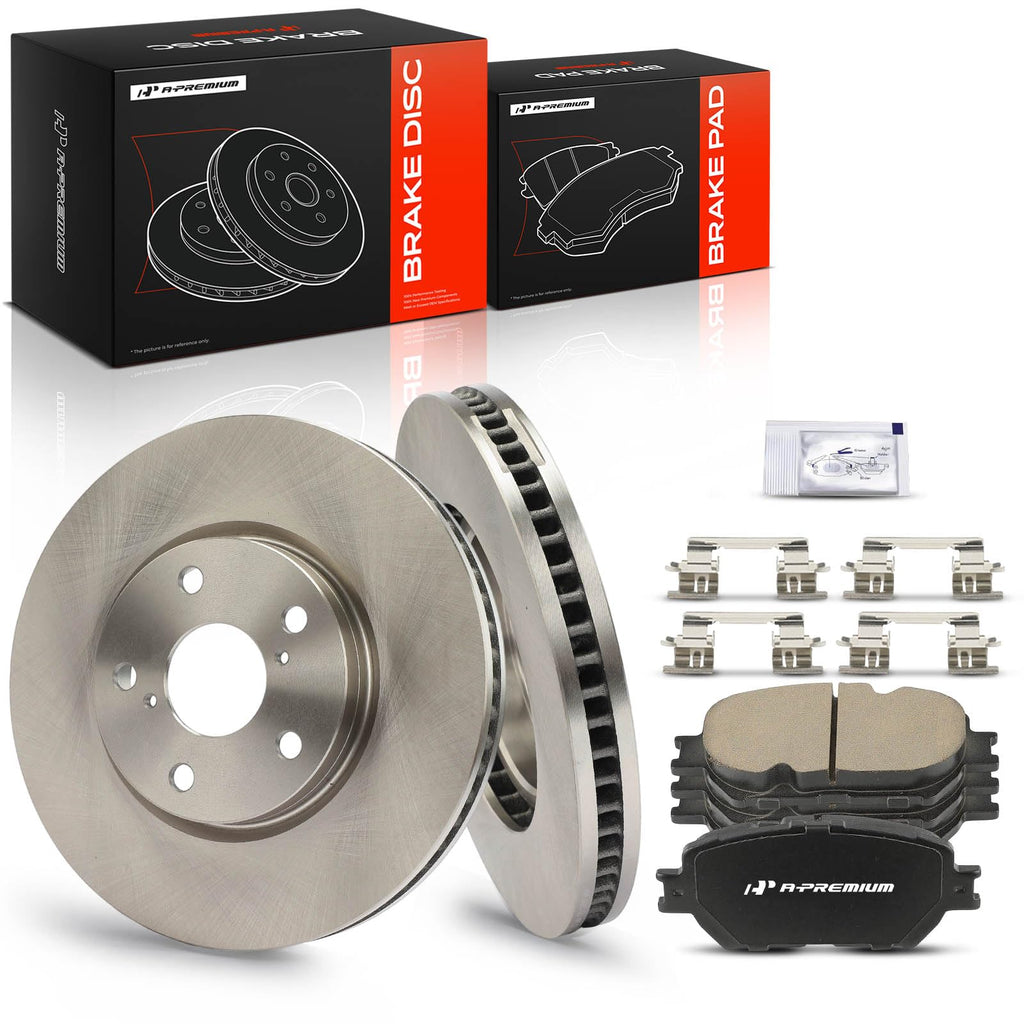 A-Premium 11.65 inch (296mm) Front Vented Brake Rotors and Ceramic Pads Kit