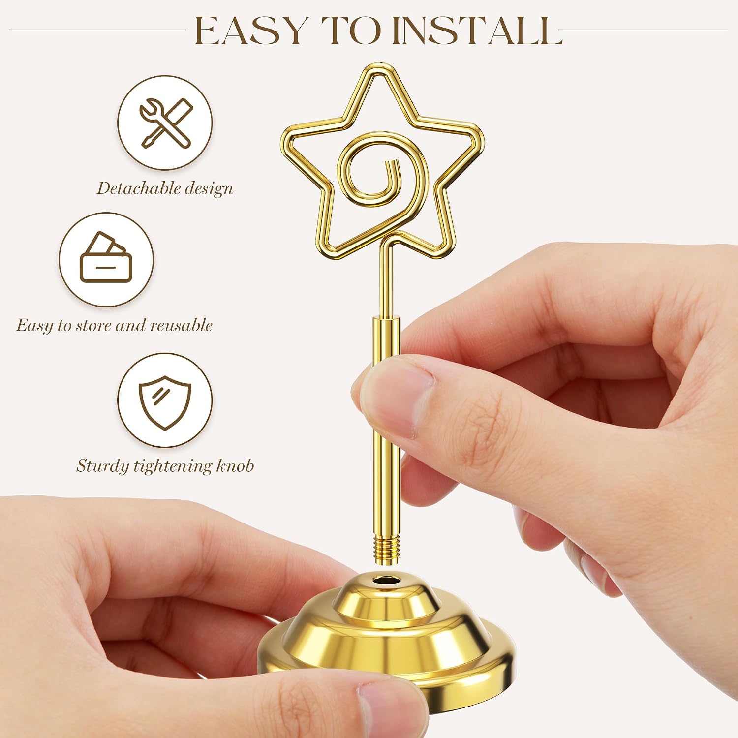 16 Pieces Table Card Holder Place Card Holders 4 inches Steel Card Holders for Photos, Food Signs, Memo Notes