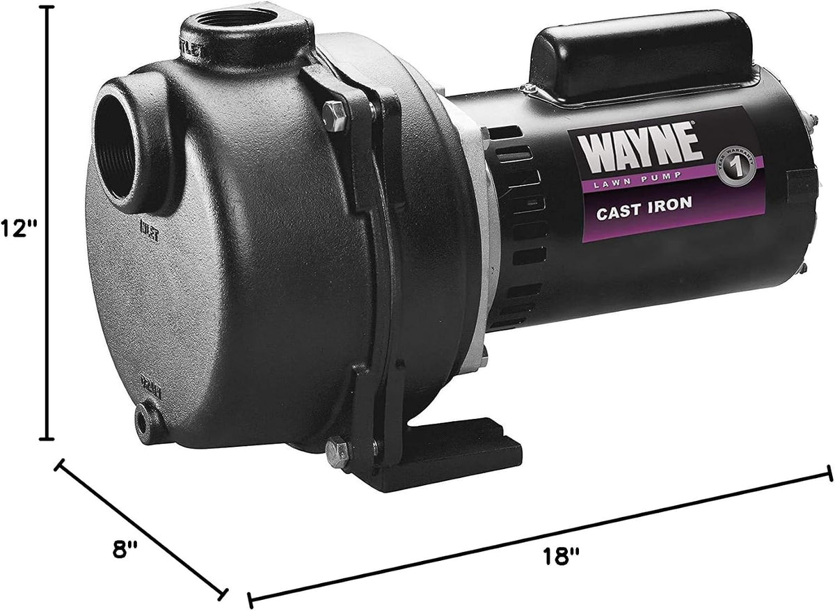 Wayne WLS200 2 HP Cast Iron High Volume Lawn Sprinkling Pump, 2-Horsepower, Green