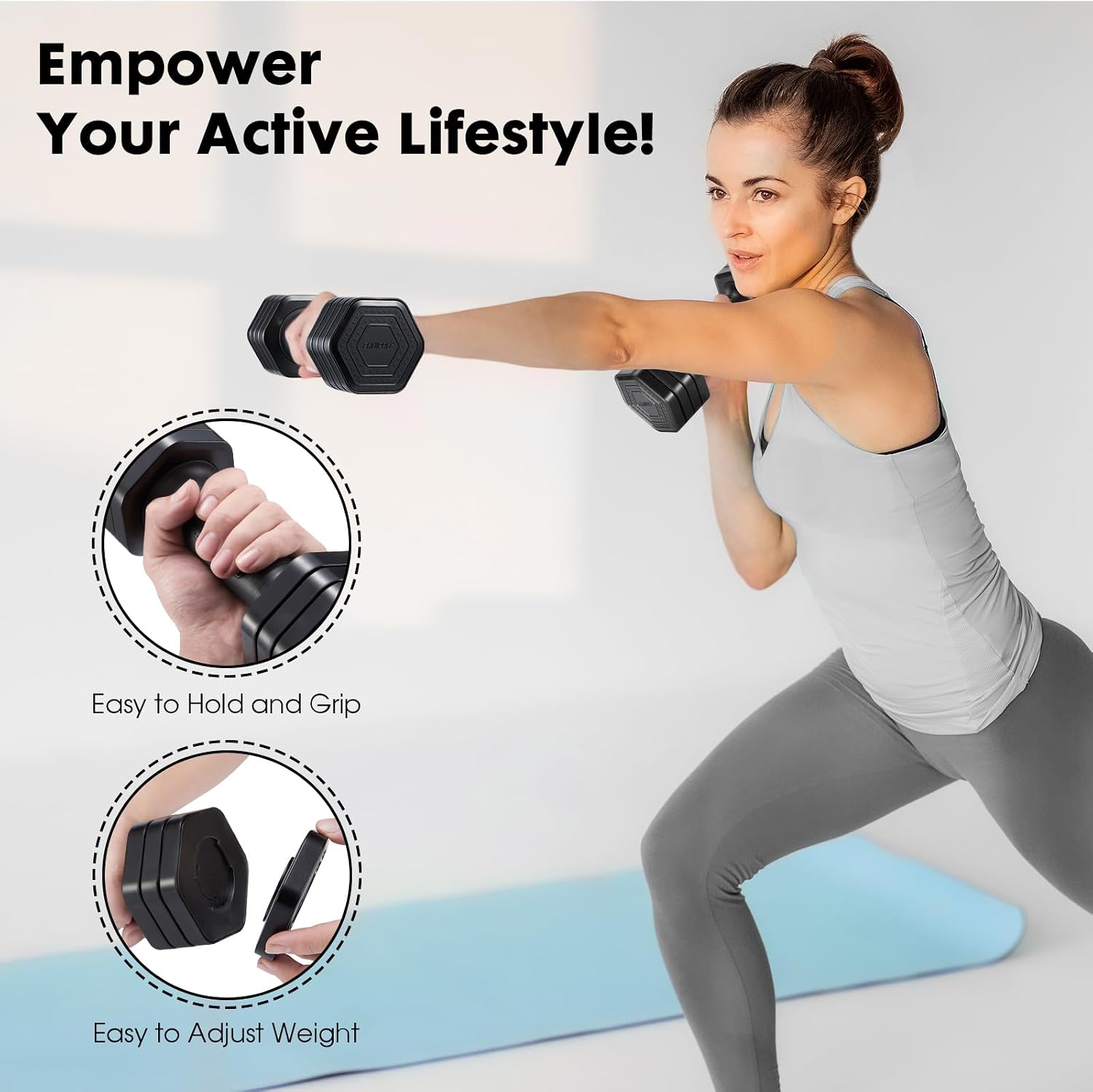 Adjustable Dumbbell Set, 4 in 1 Free Weights Dumbbells Set for Women, Weights for Women at Home, 2lb 3lb 4lb 5lb with