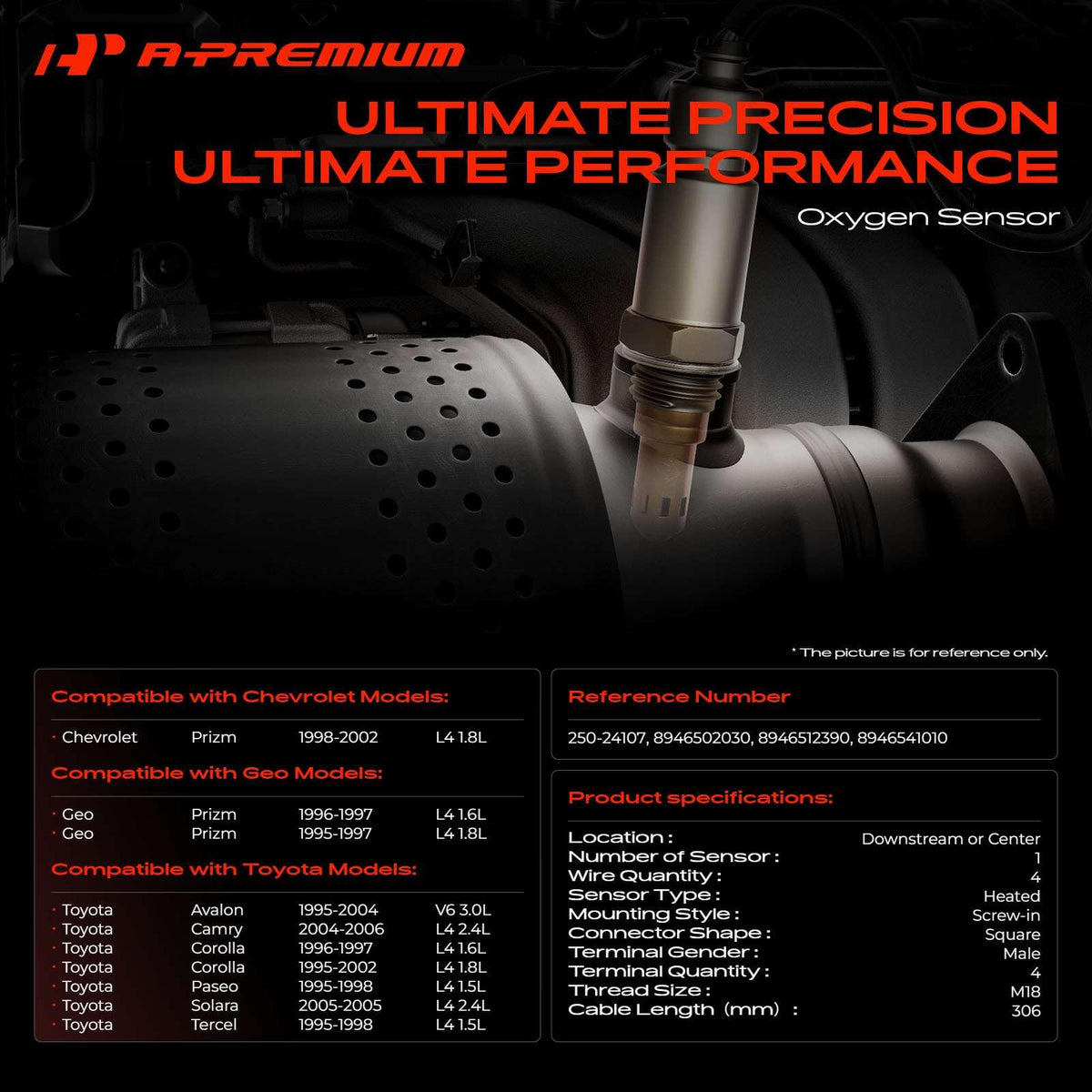 A-Premium O2 Oxygen Sensor Compatible with Toyota, Chevrolet