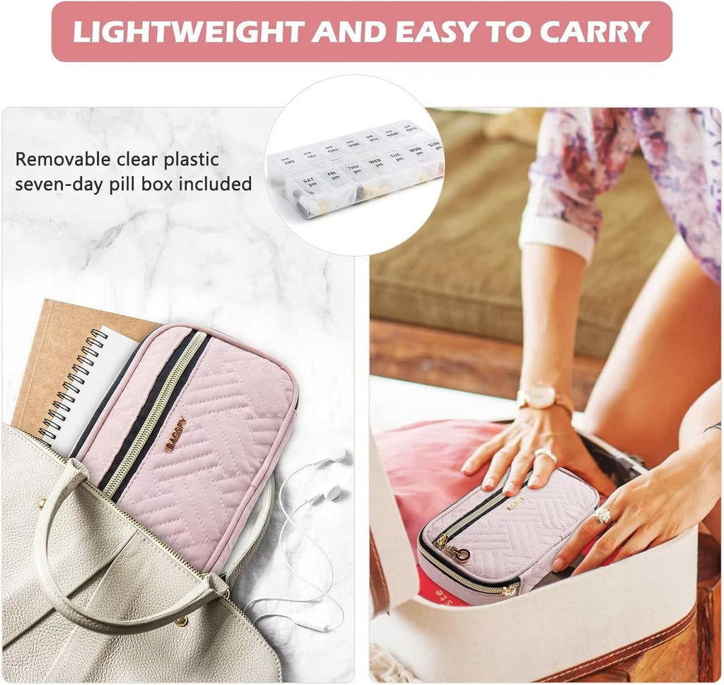 Pill Organizer Case 2 Times a Day- Weekly Medicine Organizer Travel Pill Box with Removable 7 Day Medicine Case