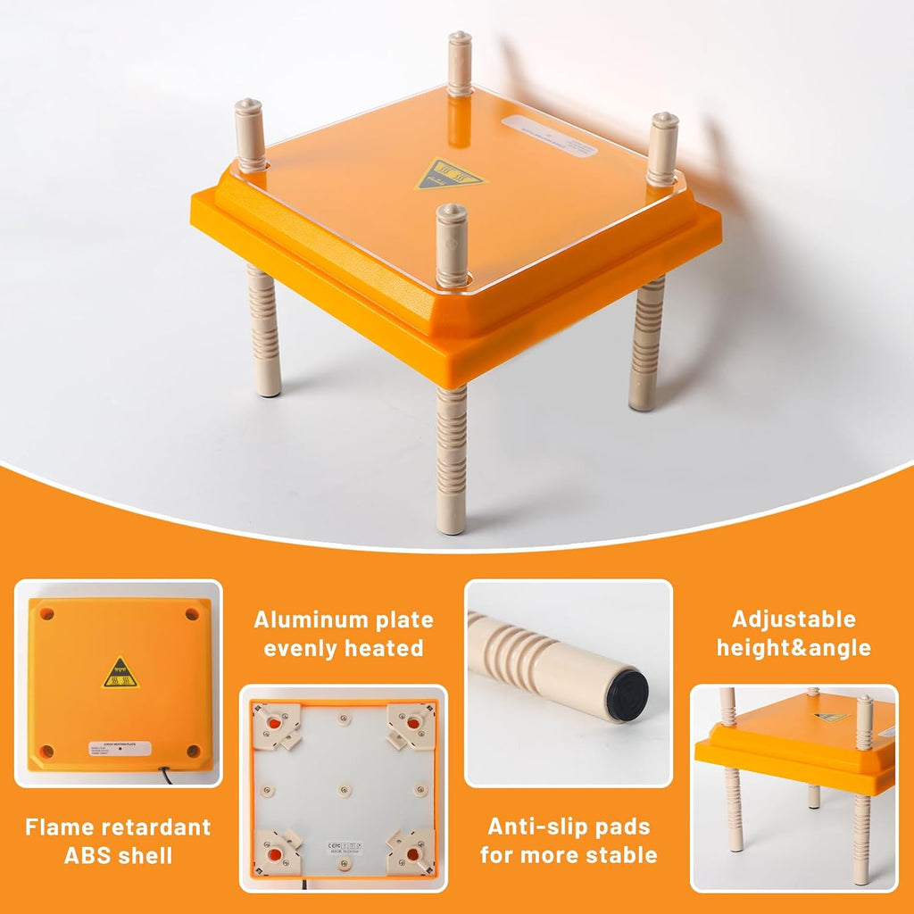 Brooder Heater for Chicks, 10" x 10" for 15 Chicks Heating Plate with Adjustable Height and Angle 15W Chicken Brooder