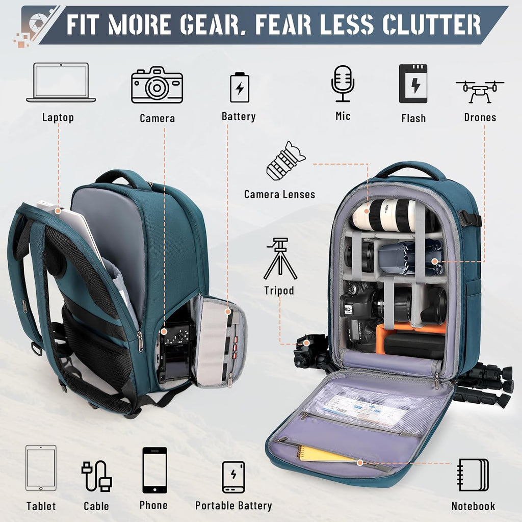 Camera Backpack Hard Shell for DSLR/SLR Waterproof Camera Bag with Laptop Compartment 15.6 Inch Professional Camera