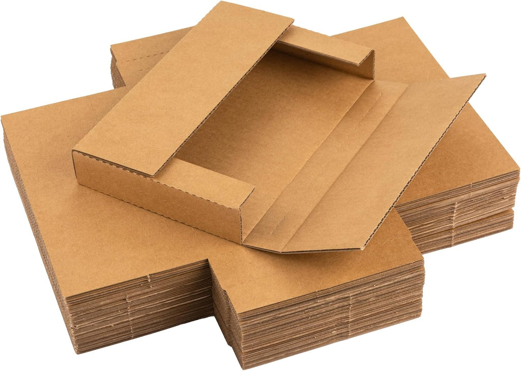 9x6x1.3 inch Shipping Boxes with Fragile Stickers, Brown, 25-Pack