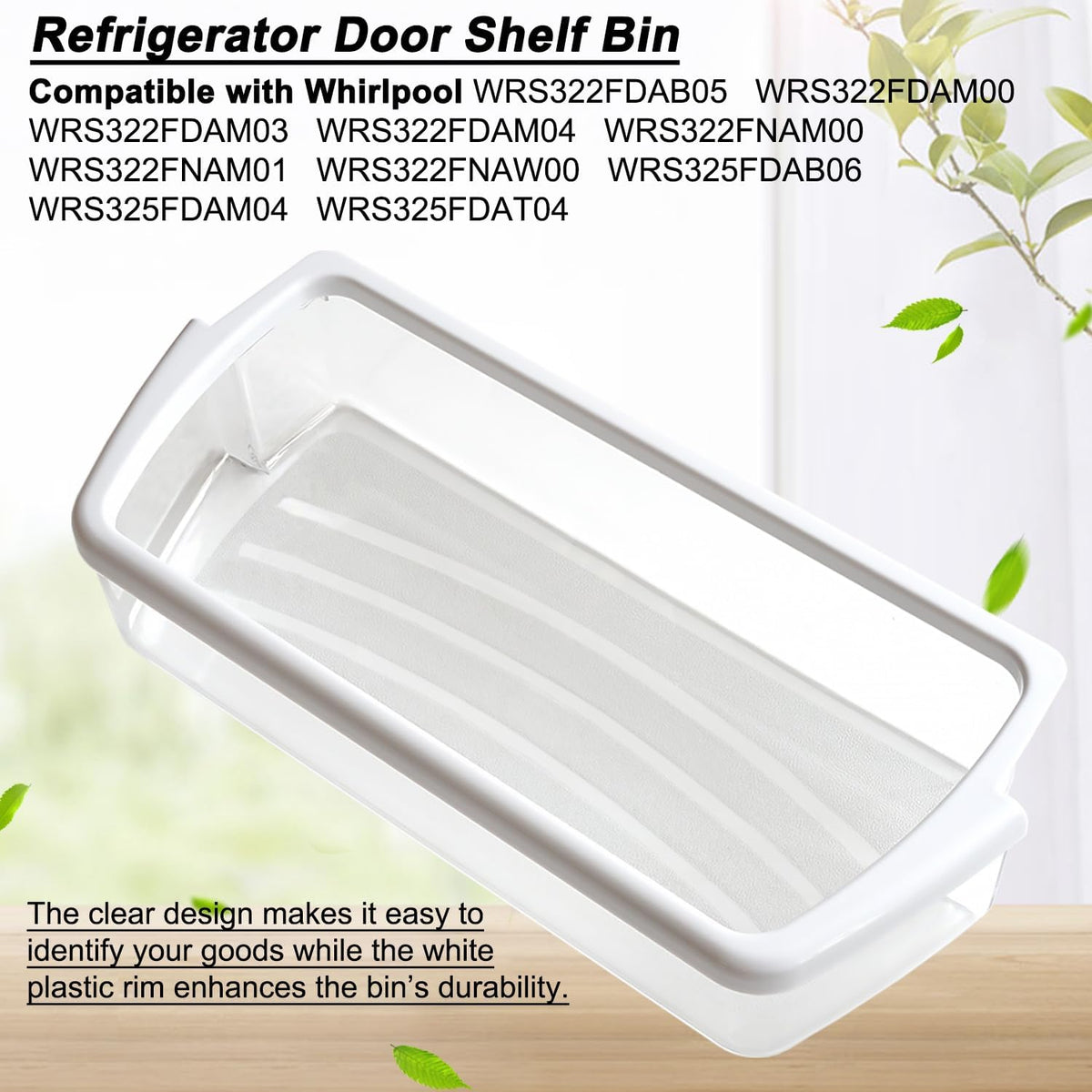 2 Pack WRS322FDAM04 WRS322FDAB05 Refrigerator Door Shelf Bin for Whirlpool