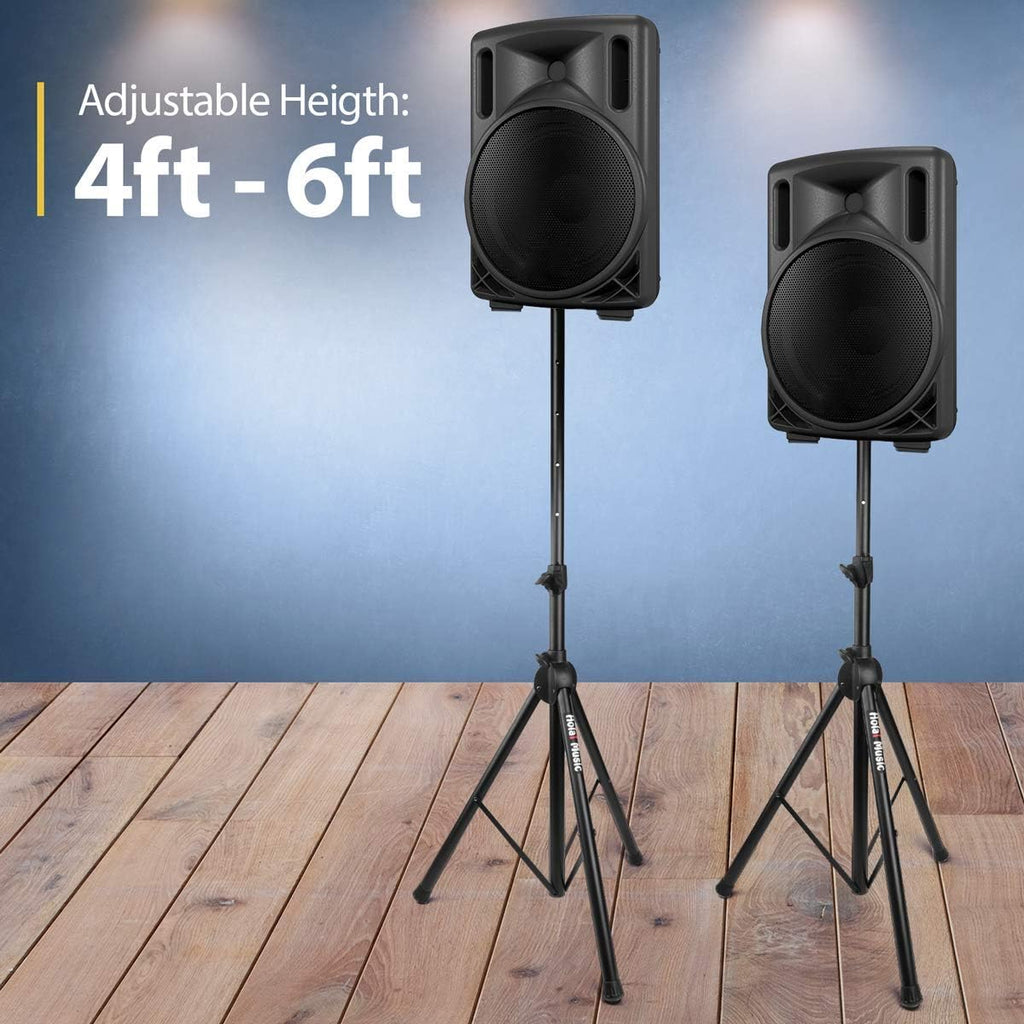 Pair PA Speaker Stands Heavy Duty Tripod Adjustable 4-6ft