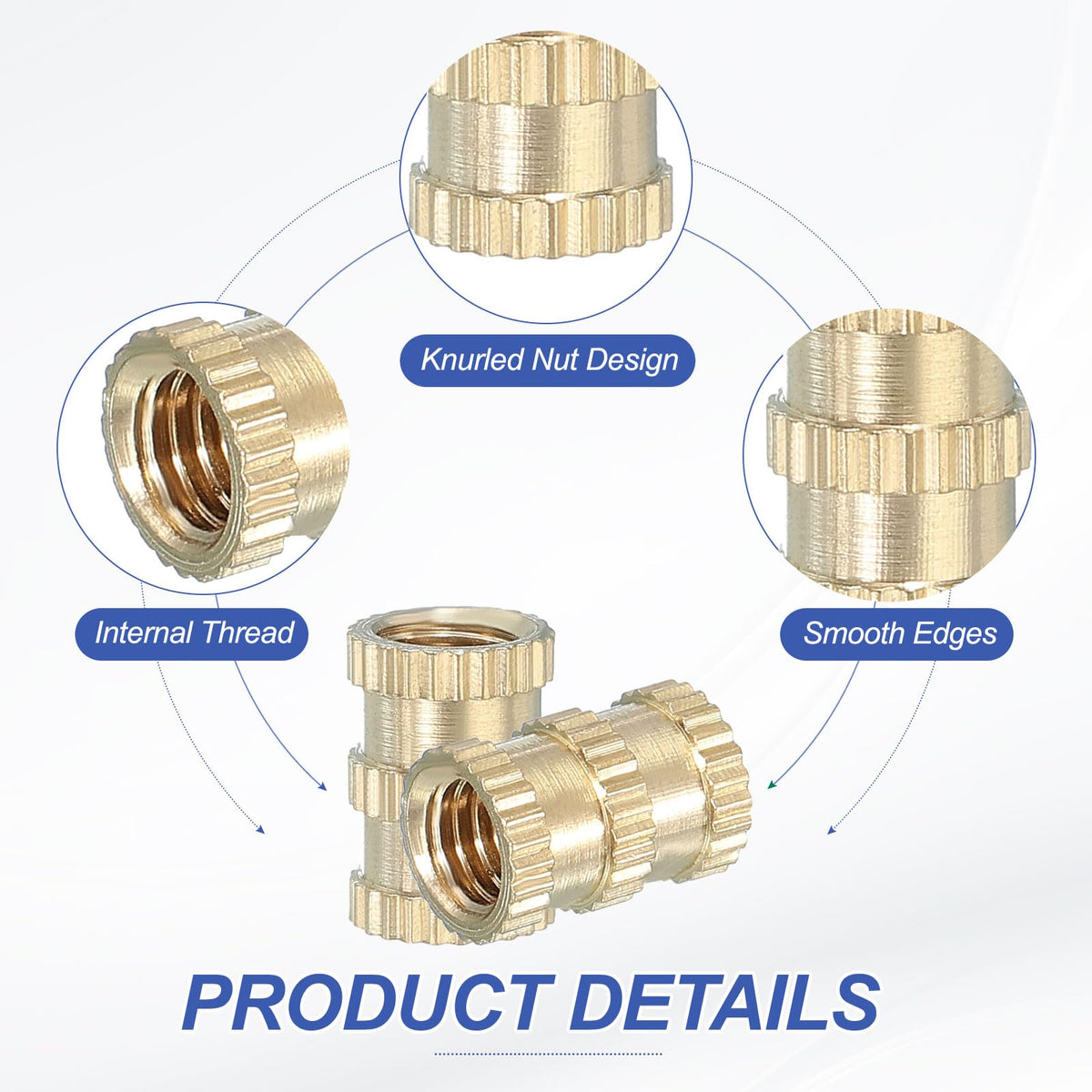 PATIKIL 40 Pcs Threaded Inserts Heat Set, M5x10x7mm Female Brass Metric Knurled Insert Set Embedment Nut for Plastic 3D Printing Components