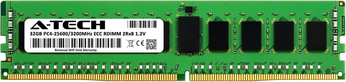 A-Tech 32GB DDR4 3200MHz PC4-25600 ECC RDIMM 2Rx8 Dual Rank 1.2V ECC Registered DIMM 288-Pin Server & Workstation RAM Memory Upgrade Module (A-Tech Enterprise Series)