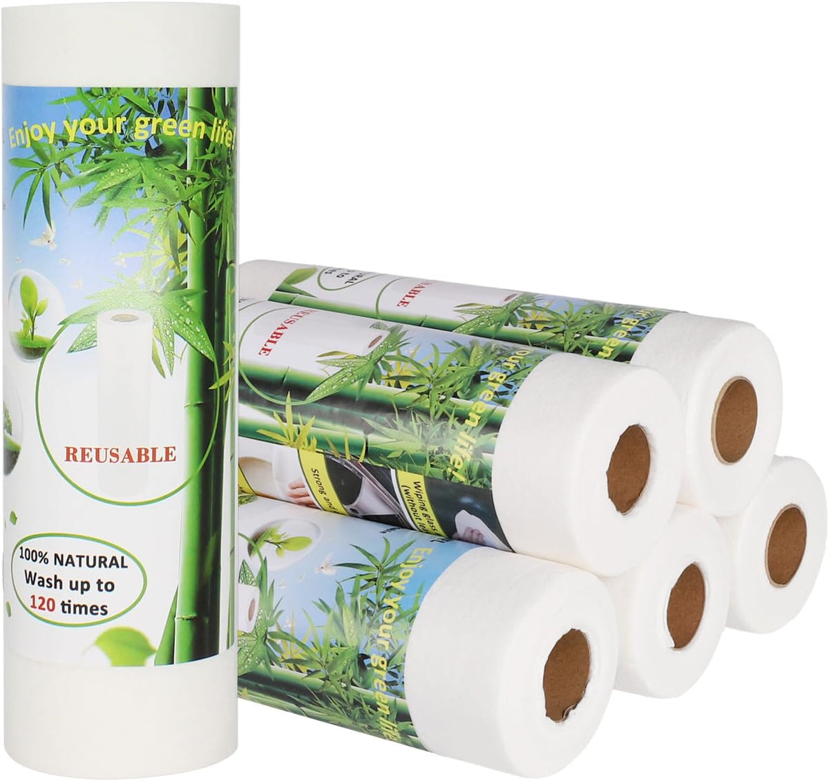 Bamboo Paper Towels Replacement Set of 6 Rolls 120 Sheets