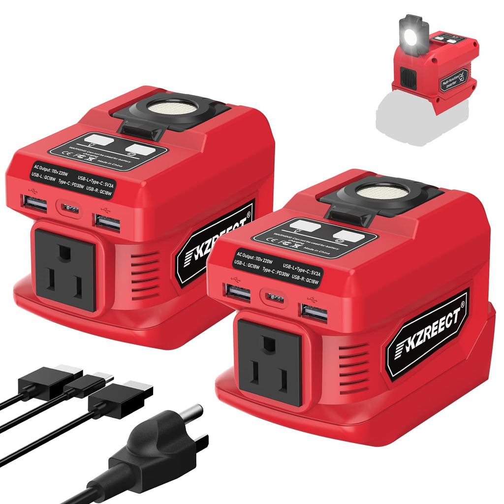 2 Pack 220W Power Inverter Compatible with Milwaukee 18V Battery, Tool Only