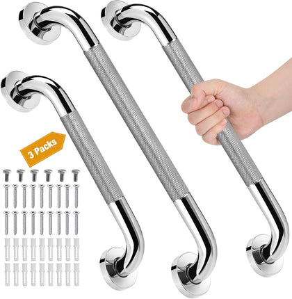 3 Packs Shower Grab Bars for Bathroom, 2 x 16 Inch & 1 x 12 Inch Safety Handicap Grab Bars for Wall, Anti-Slip Shower