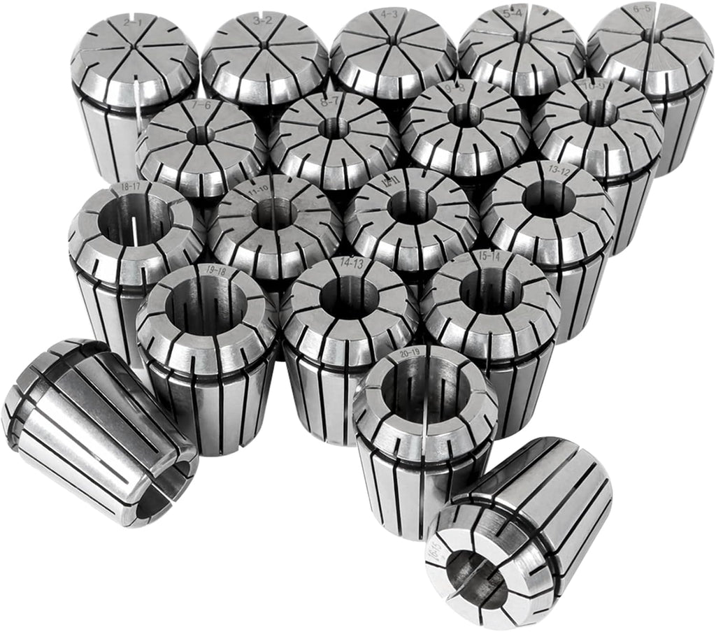 findmall 19Pcs 2-20MM ER32 Spring Collet Set Collet Chuck
