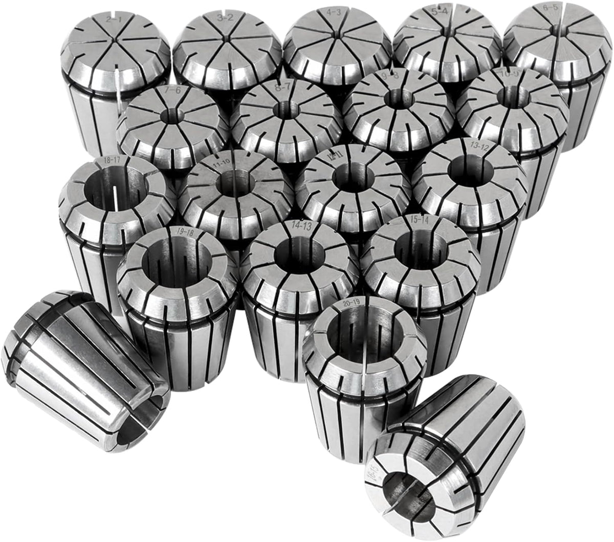 findmall 19Pcs 2-20MM ER32 Spring Collet Set Collet Chuck