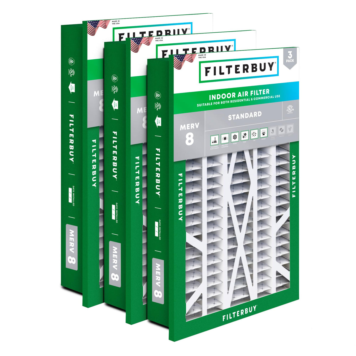 20x30x5 Air Filter MERV 8 Dust & Allergy Defense (3-Pack)