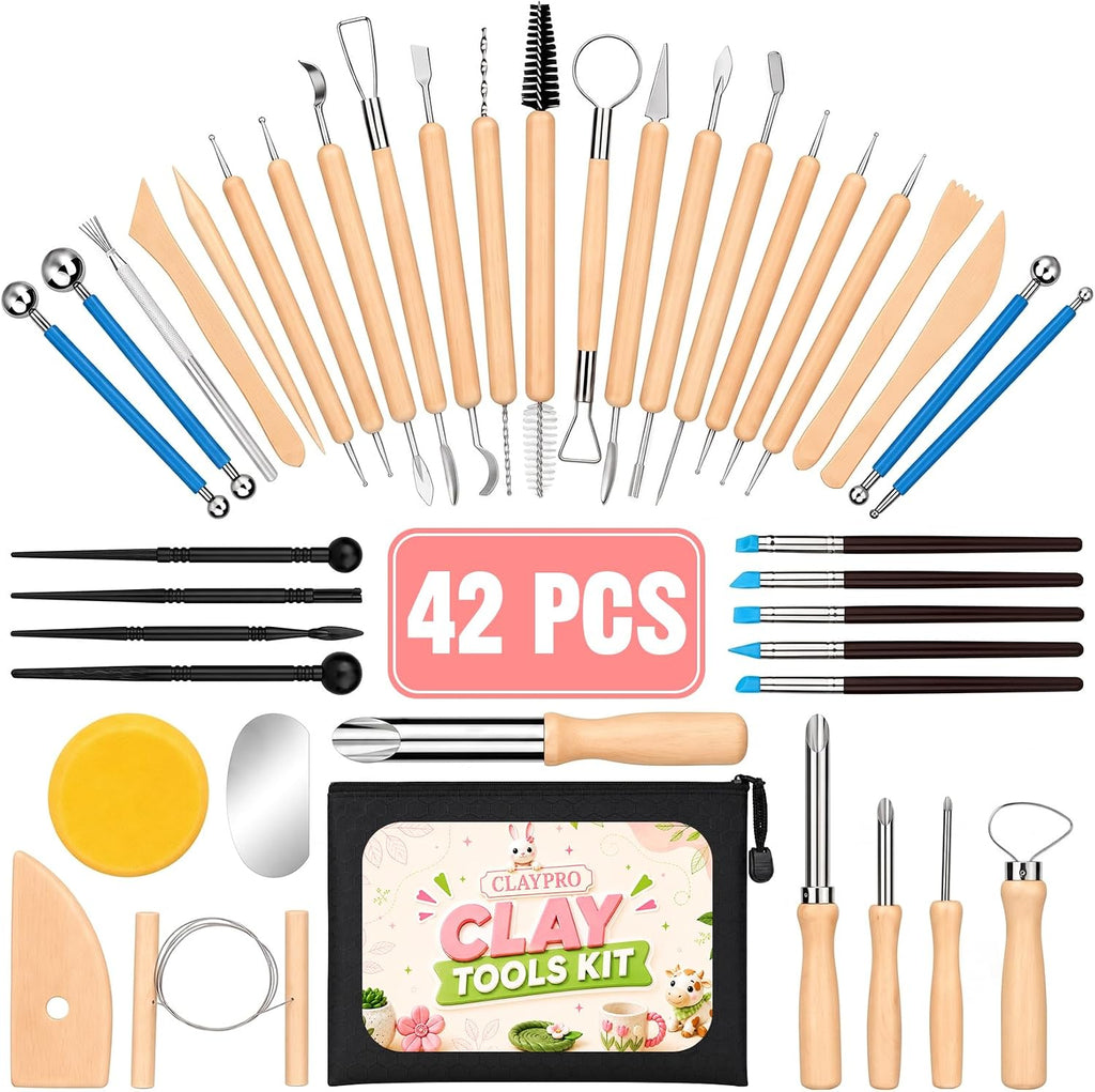 42Pcs Clay Tools Kit, Ceramic & Pottery Tools for Adults | Practical Polymer Clay Tools, Clay Sculpting Tools for