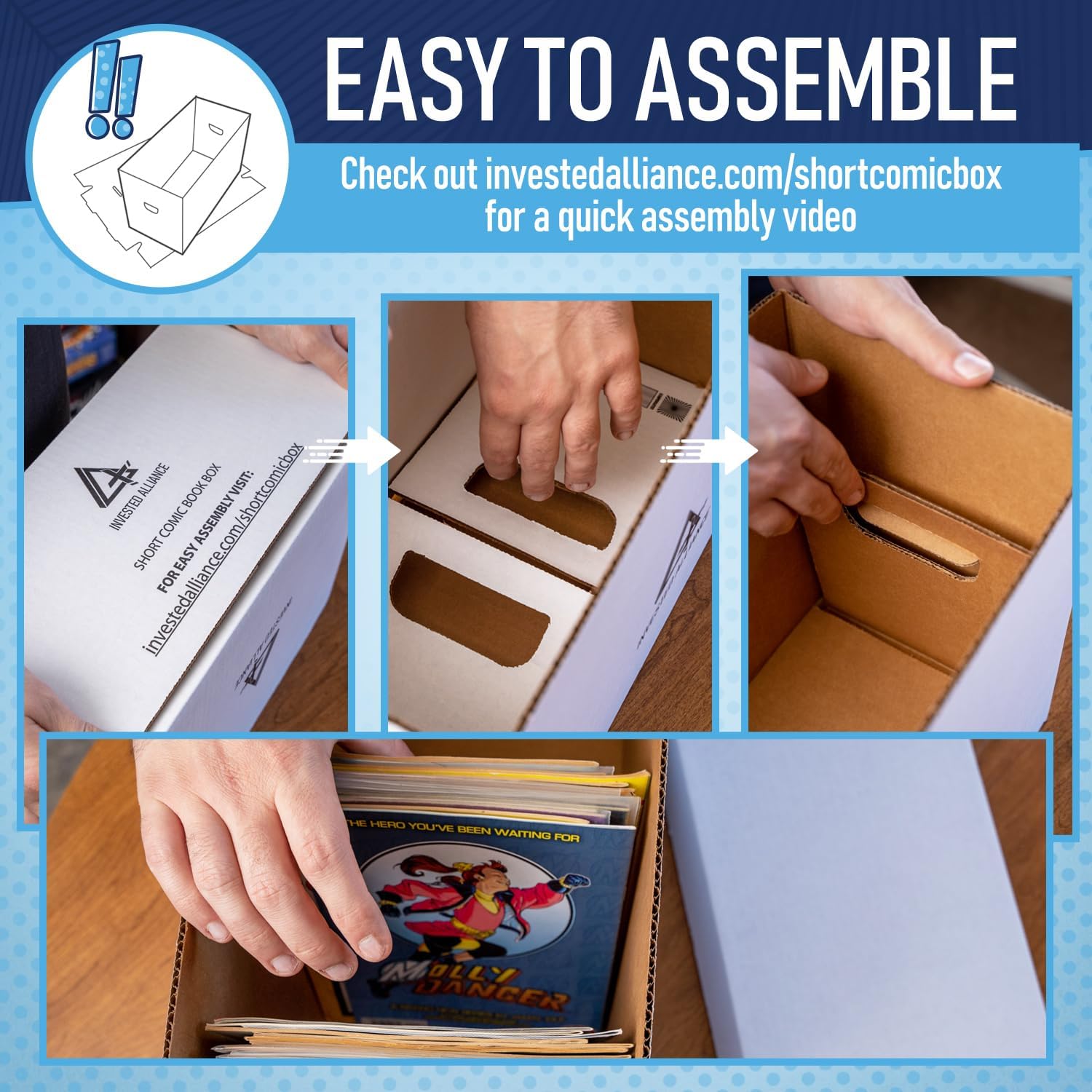 Premium Short Comic Book Storage Box Organizer with Lid | Thick Cardboard Comic Storage Box For Collectibles Fits