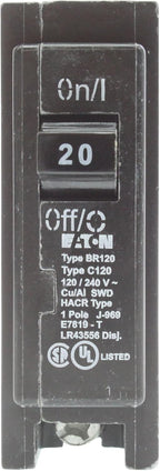 Eaton Cutler-Hammer BR120 Interchangeable Circuit Breaker, 20A, (10-Pack),Black