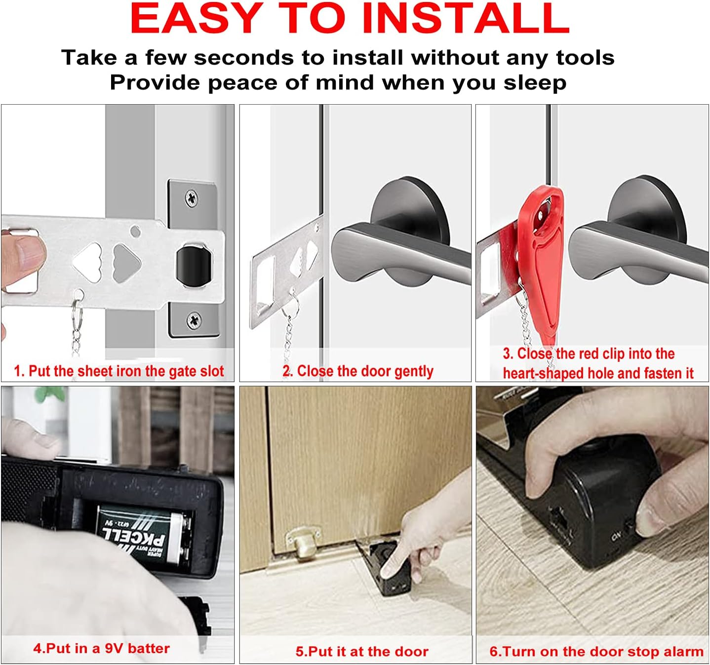 Portable Door Lock & Door Stop Alarm,Dual Protection Security Devices Pocket Door Stopper Self Defensey Tools for