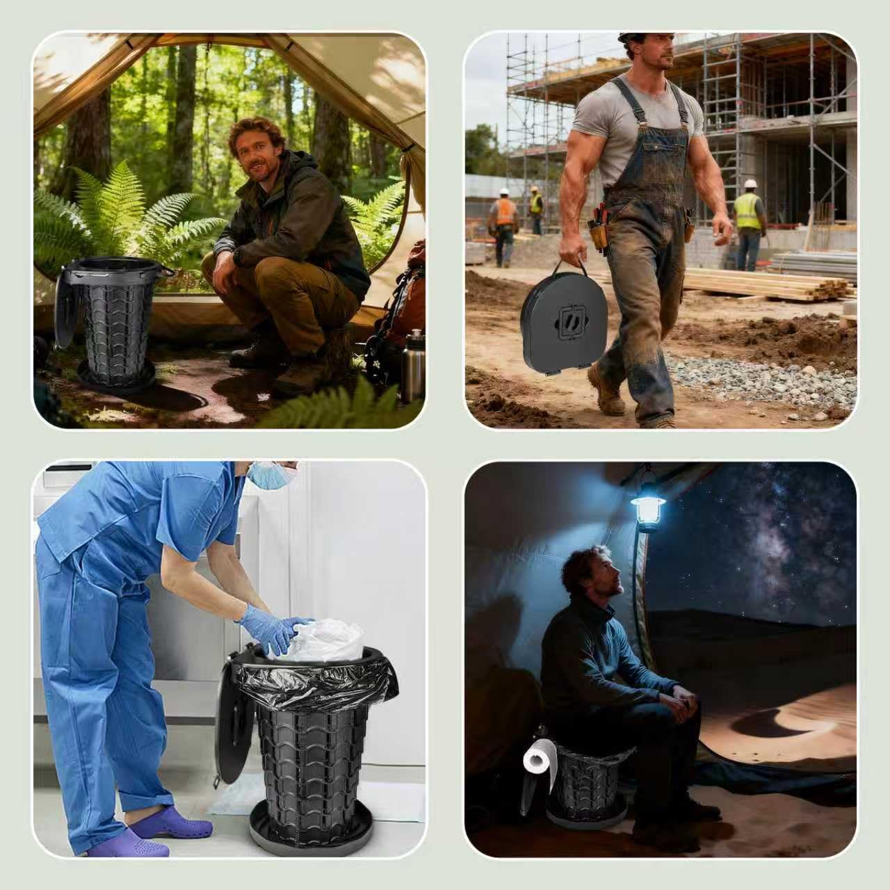 Upgrade Portable Toilet for Adults, Extra Large Seat Travel Potty with Bags & Carry Handle, 18.7" Tall Adjustable