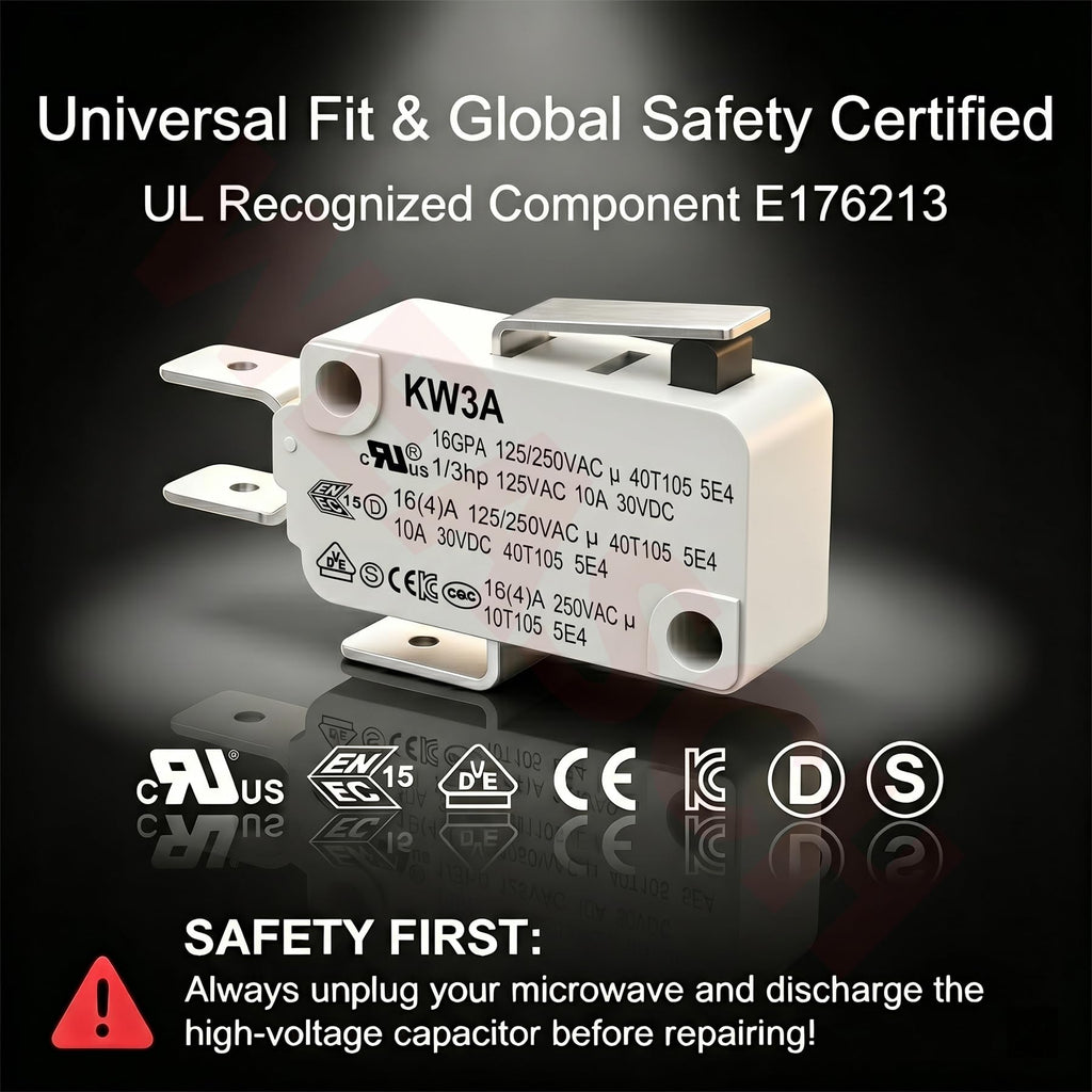 6 Pack Short Hinge Lever Micro Switch, 16A 125/250V SPDT