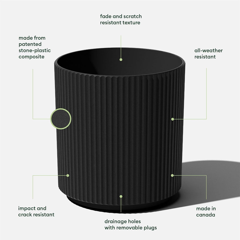 Round Demi Planter Pots for Indoor/Outdoor Garden Use, Made from Plastic-Concrete Mix with Drainage Holes, Perfect