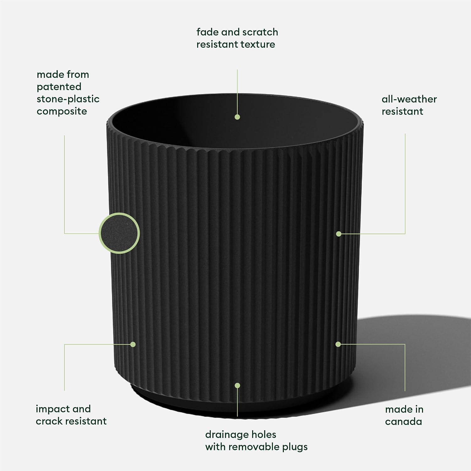 Round Demi Planter Pots for Indoor/Outdoor Garden Use, Made from Plastic-Concrete Mix with Drainage Holes, Perfect