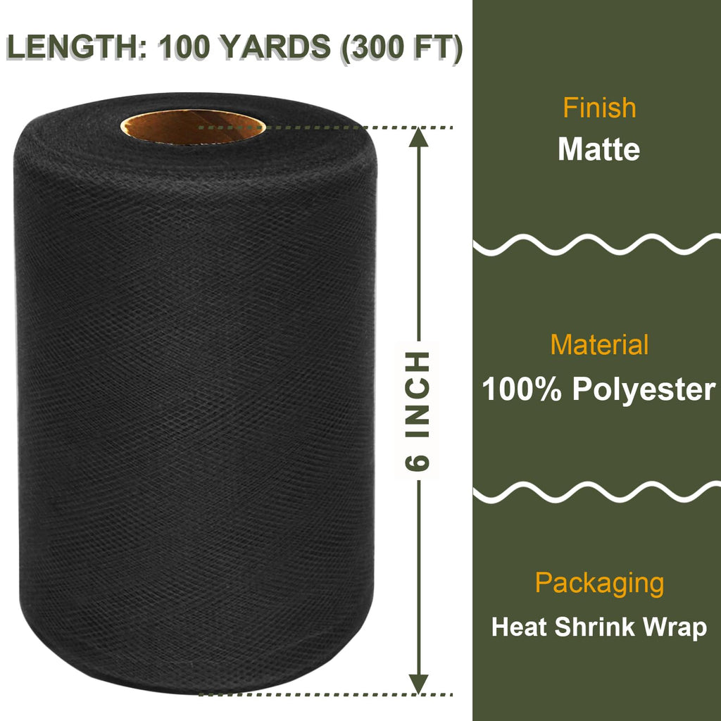 Black Tulle Fabric Roll 6 Inch x 100 Yards