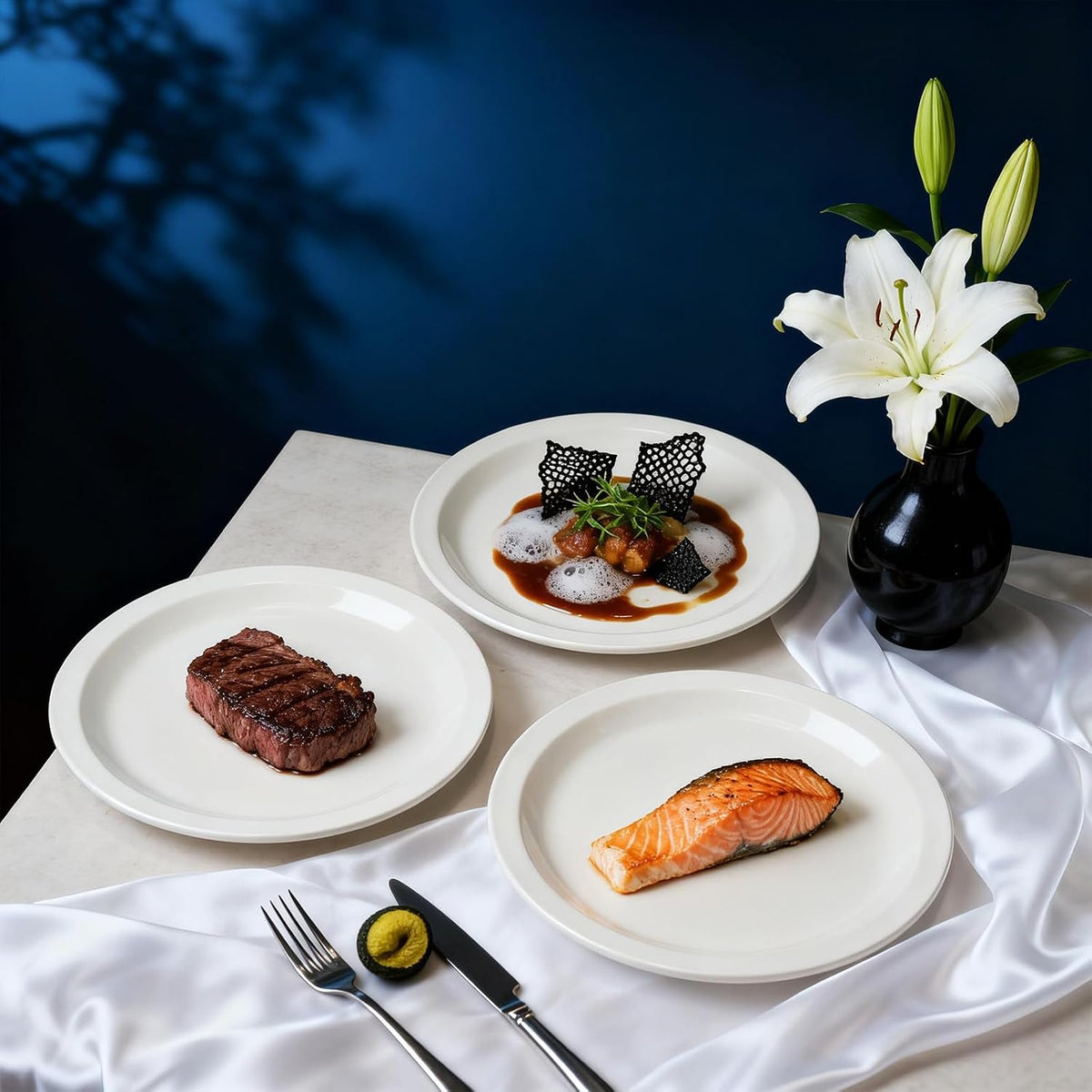 Stoneware Narrow Rim Commercial Grade Dinnerware America White, Dinner Plate 10.5", Case of 12