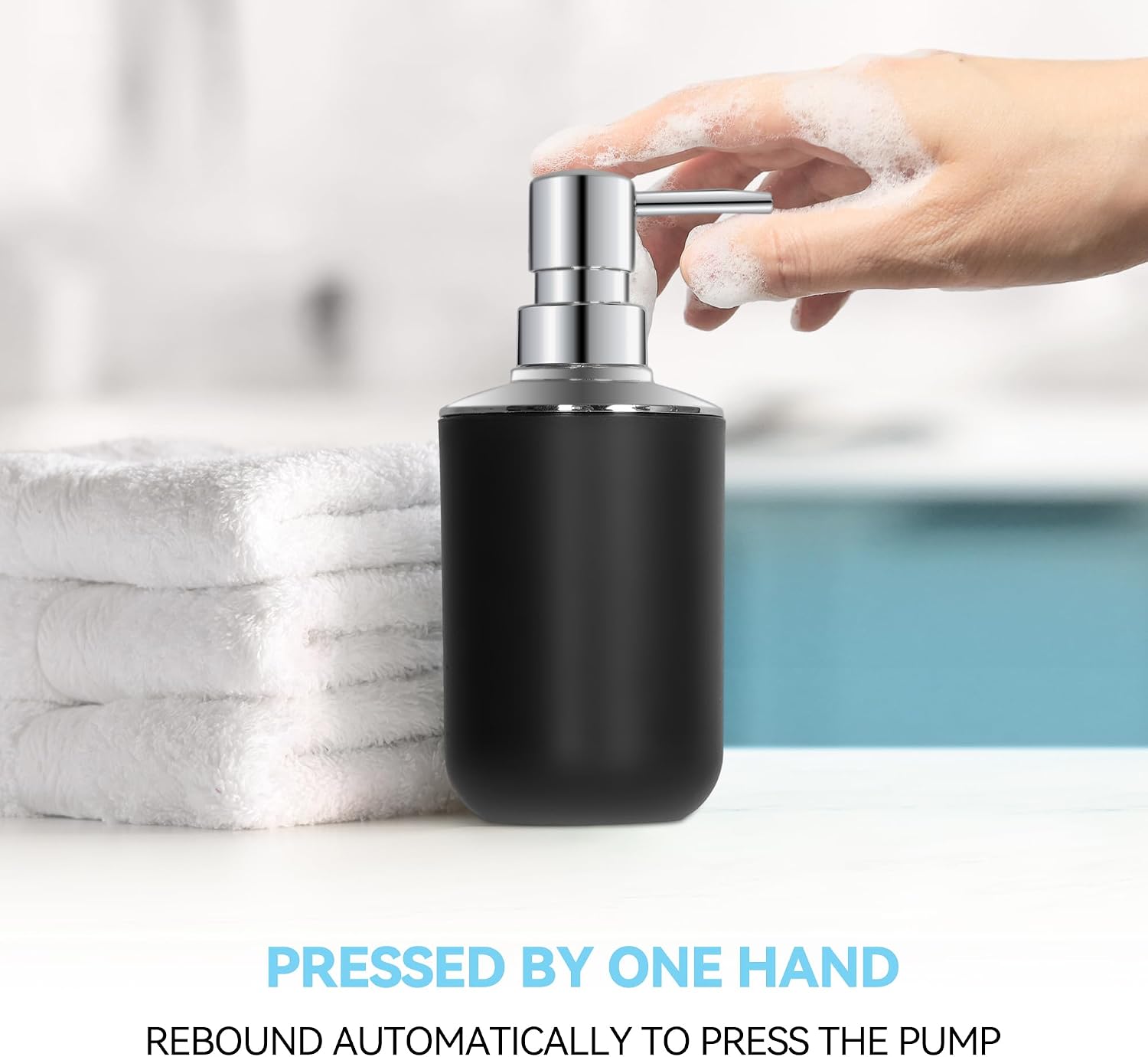 Black Bathroom Accessories Set 4 PCS, Black Bathroom Accessories | Plastic Soap Dispenser and Toothbrush Holder Set