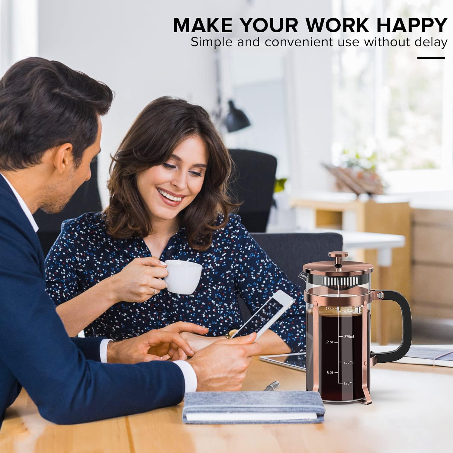 French Press Coffee Maker 21oz,Borosilicate Glass Coffee Press | Thickened Glass Stainless Steel Coffee French