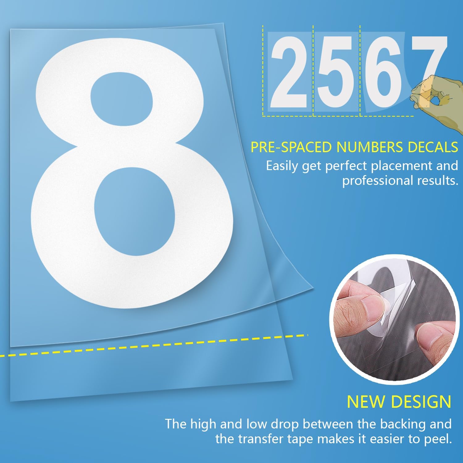 Reflective Mailbox Numbers Sticker Decal Waterproof Number Self Adhesive | 5 Sets (4" x 5 sets) Die Cut Classic Style