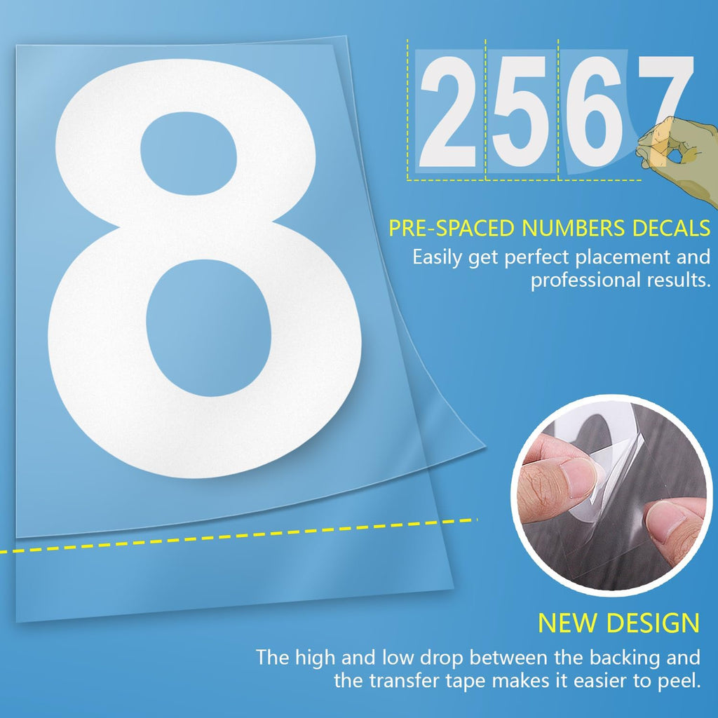 Reflective Mailbox Numbers Sticker Decal Waterproof Number Self Adhesive | 5 Sets (3" x 3 Sets , 4" x 2 Sets) Die Cut