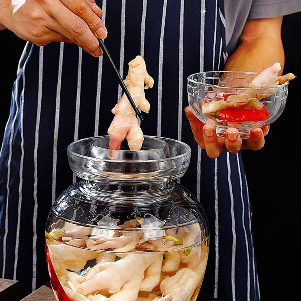 Pickle Jar, 2.5 Liter Fermentation Kimchi Jar with Water Seal Lid | Food Grade, Clear Glass