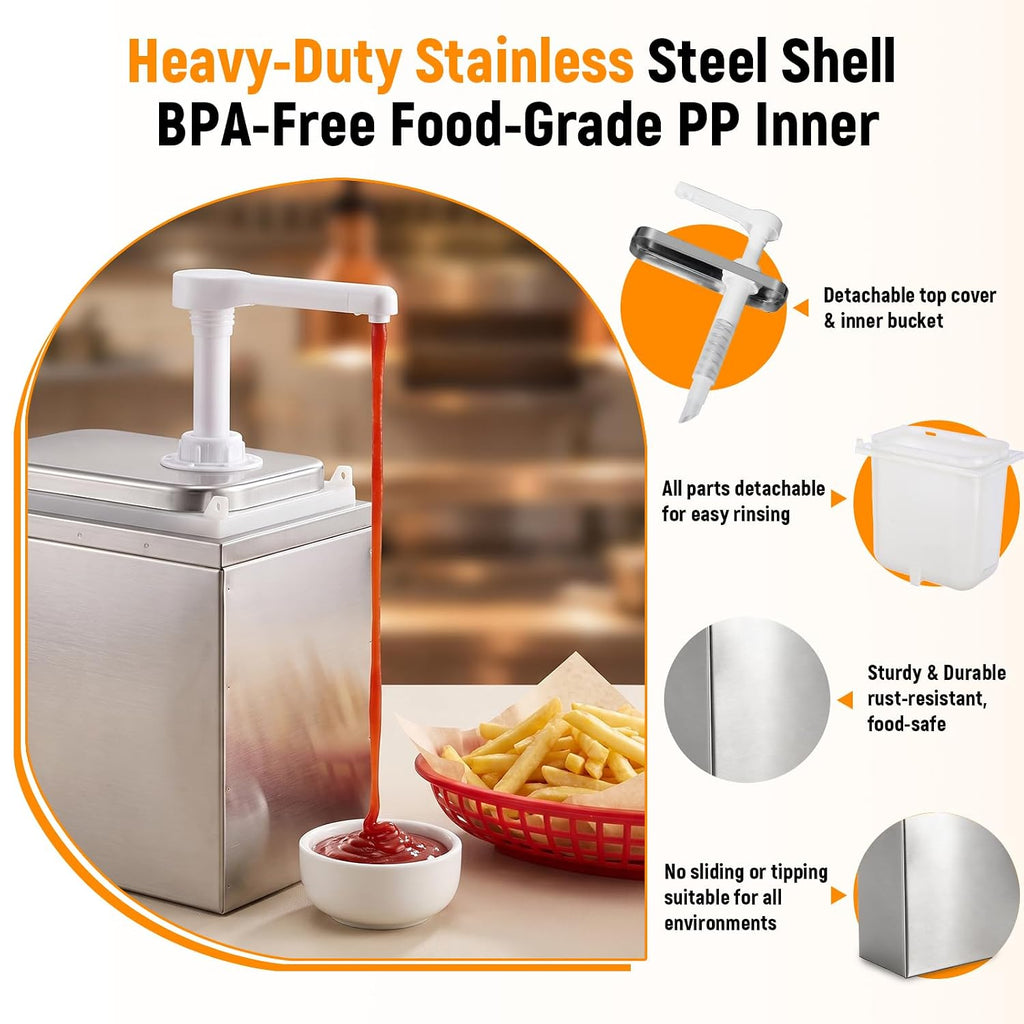 2L Sauce Dispenser Pump, Commercial Condiment Pump Station