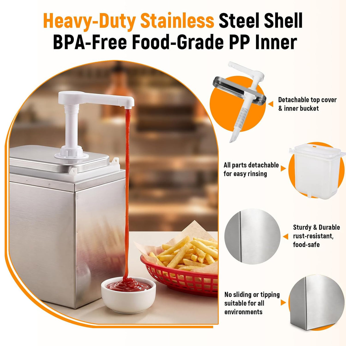 2L Sauce Dispenser Pump, Commercial Condiment Pump Station