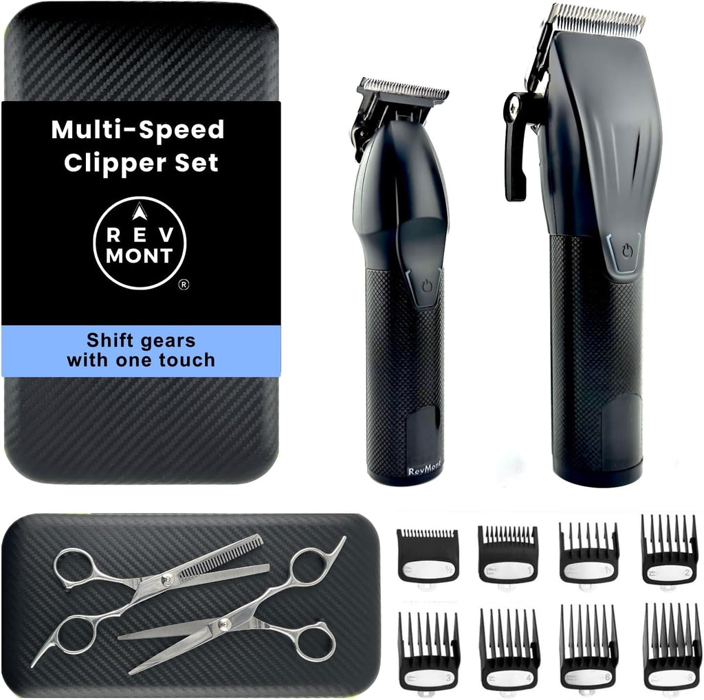 Multi-Speed Clipper Set, Gear Shifting, 20-Piece Grooming Kit for Men, T-Blade Plus King Clipper, Rechargeable Hair