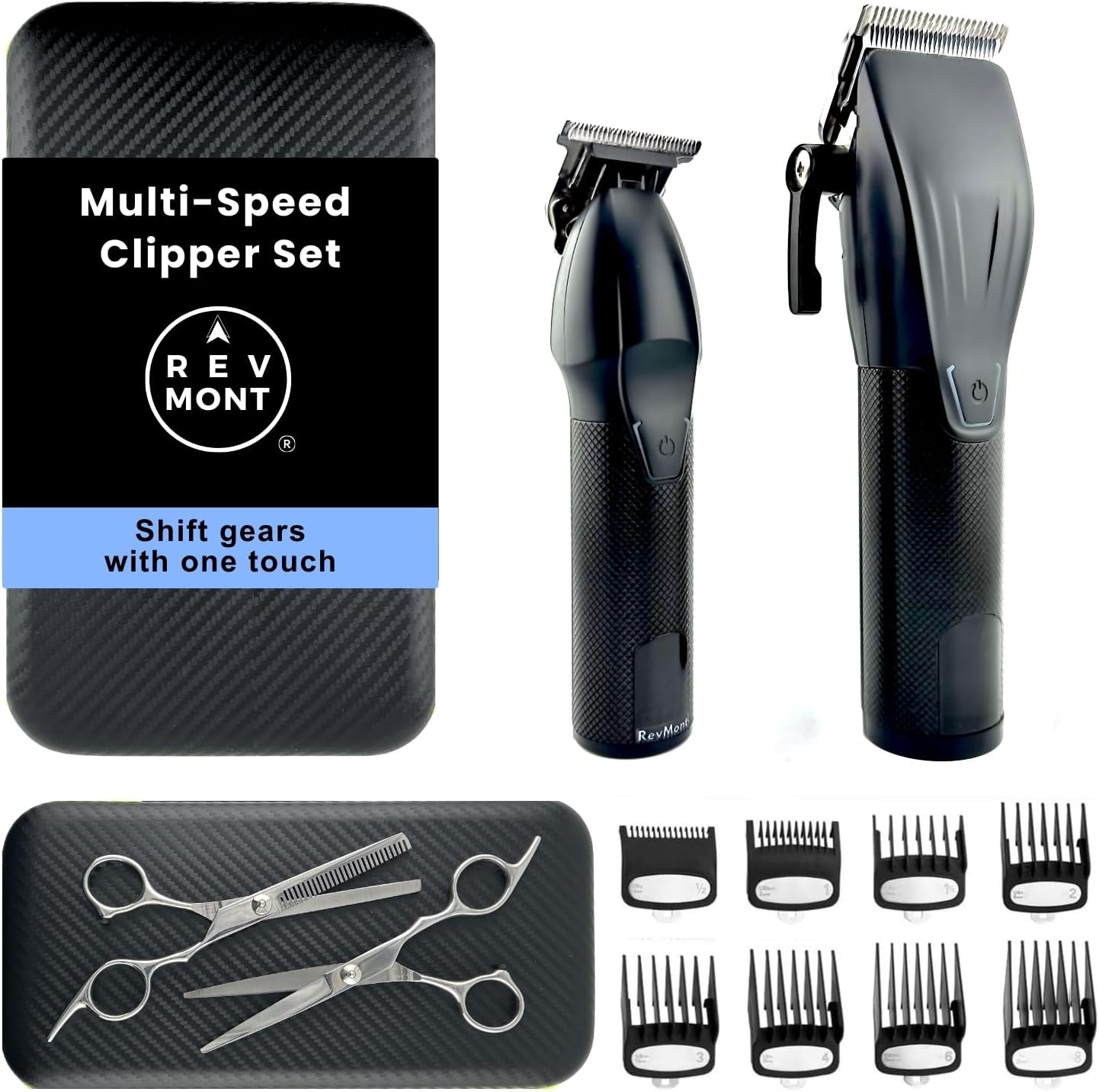 Multi-Speed Clipper Set, Gear Shifting, 20-Piece Grooming Kit for Men, T-Blade Plus King Clipper, Rechargeable Hair