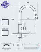 FORIOUS Black Kitchen Faucet with Pull Down Sprayer, Stainless Steel