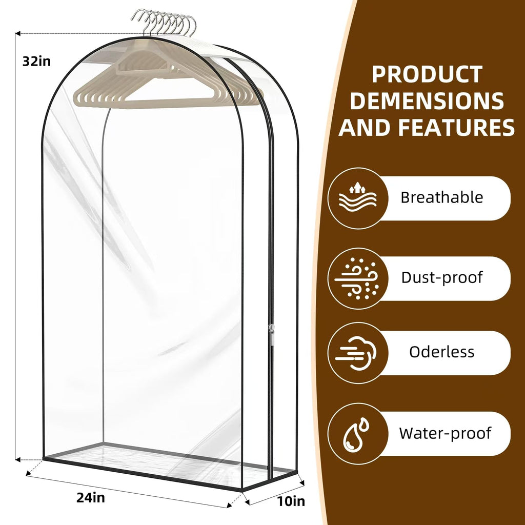 Clear Garment Bags for Hanging Clothes, 4-Pack, 32"