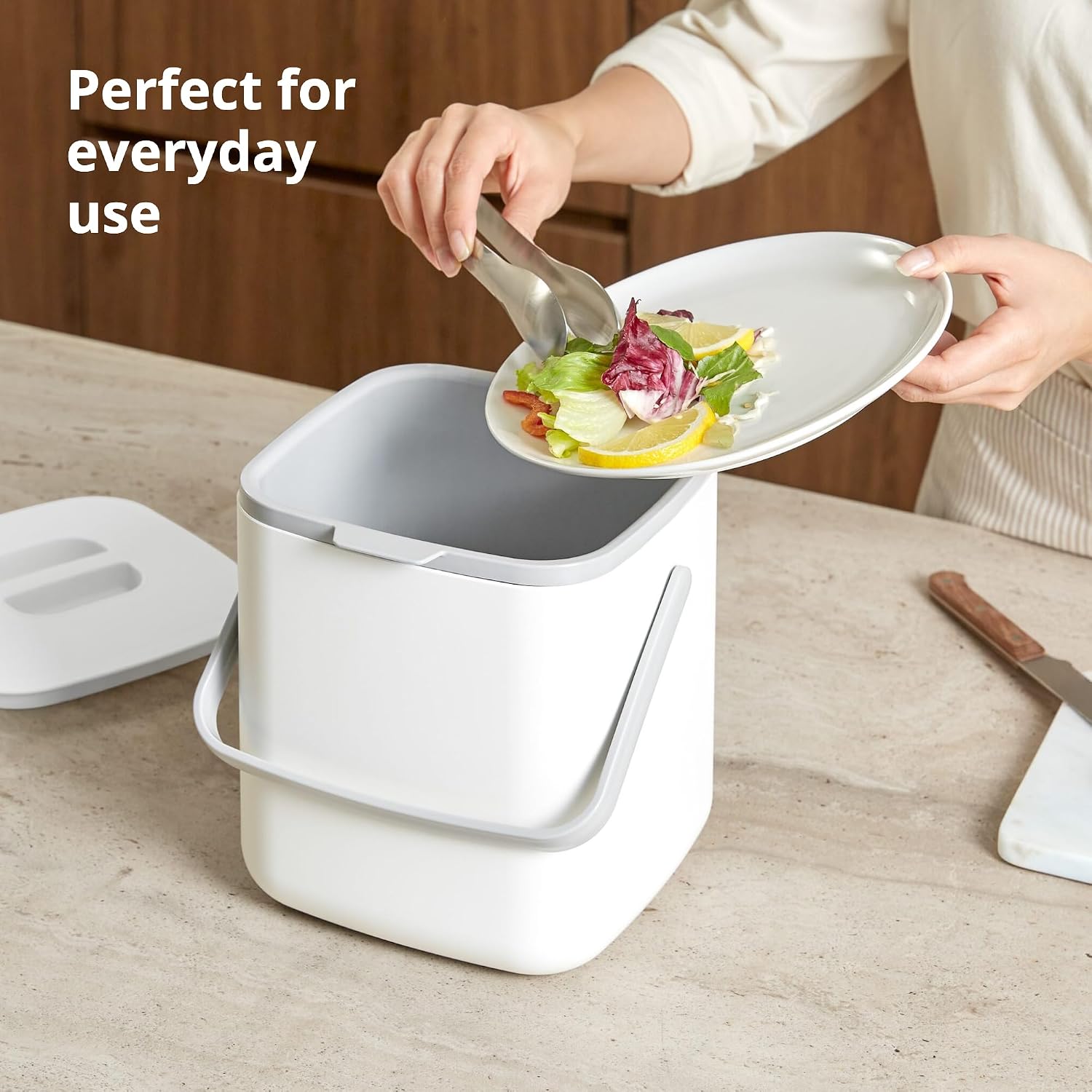 Kitchen Compost Bin, 5L Countertop Compost Bin, Green | Odor-Tight. Filter-Free. Dishwasher Safe.
