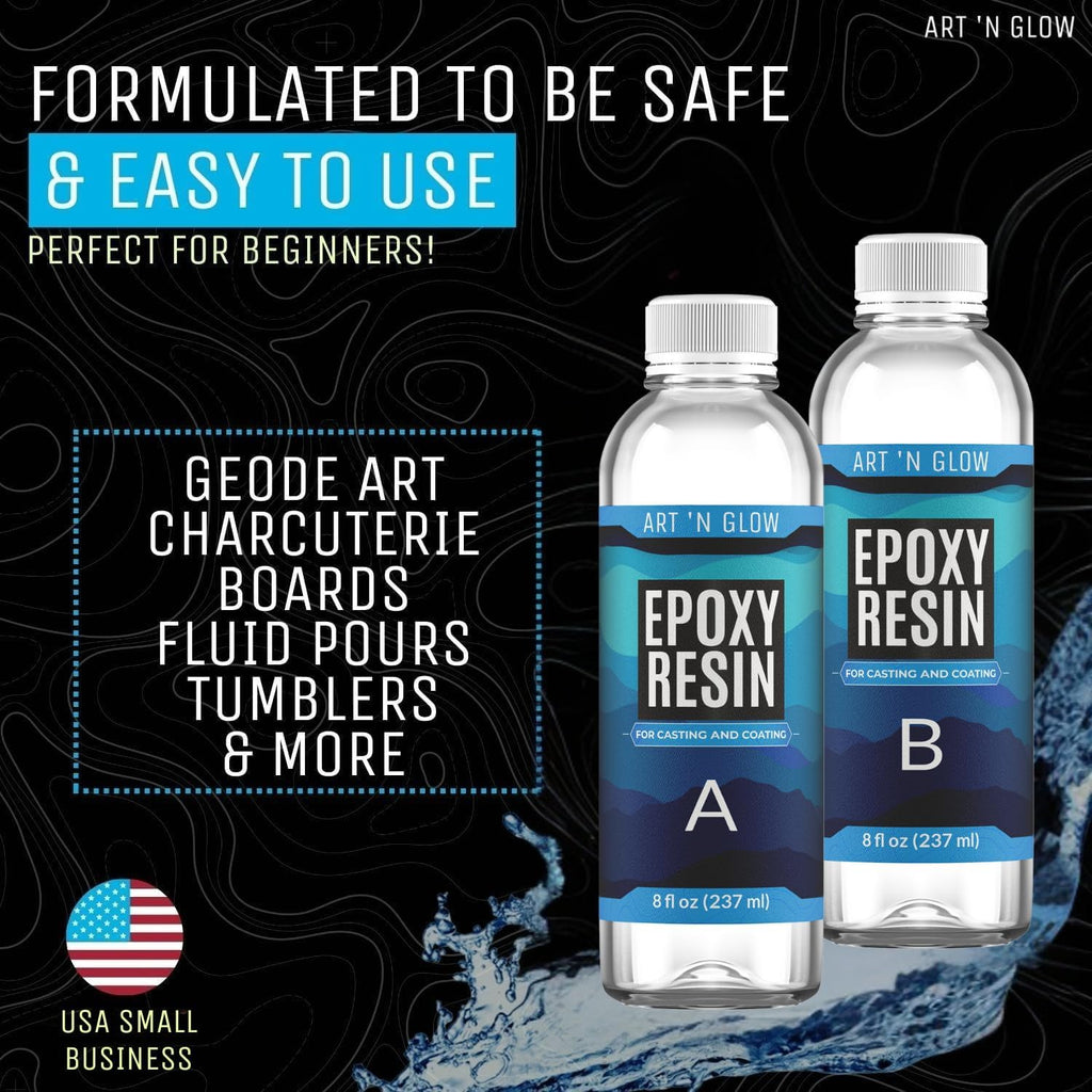 Crystal Clear Epoxy Resin Kit 32oz - Food Safe, UV Resistant, Bubble Free | Casting & coating epoxy resin for