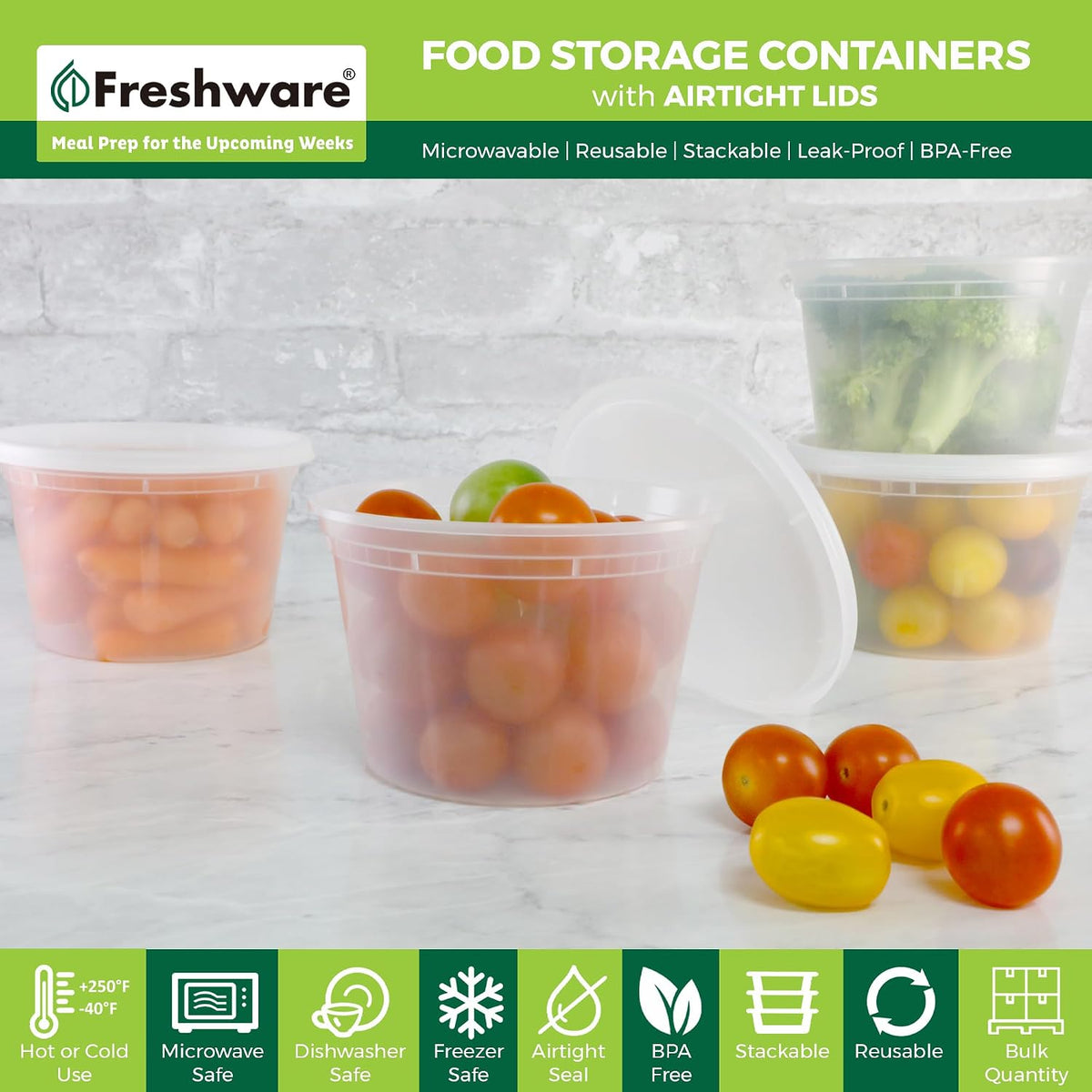 Food Storage Containers [36 Set] 16 oz Plastic Deli Containers with Lids, Slime, Soup, Meal Prep Containers | BPA