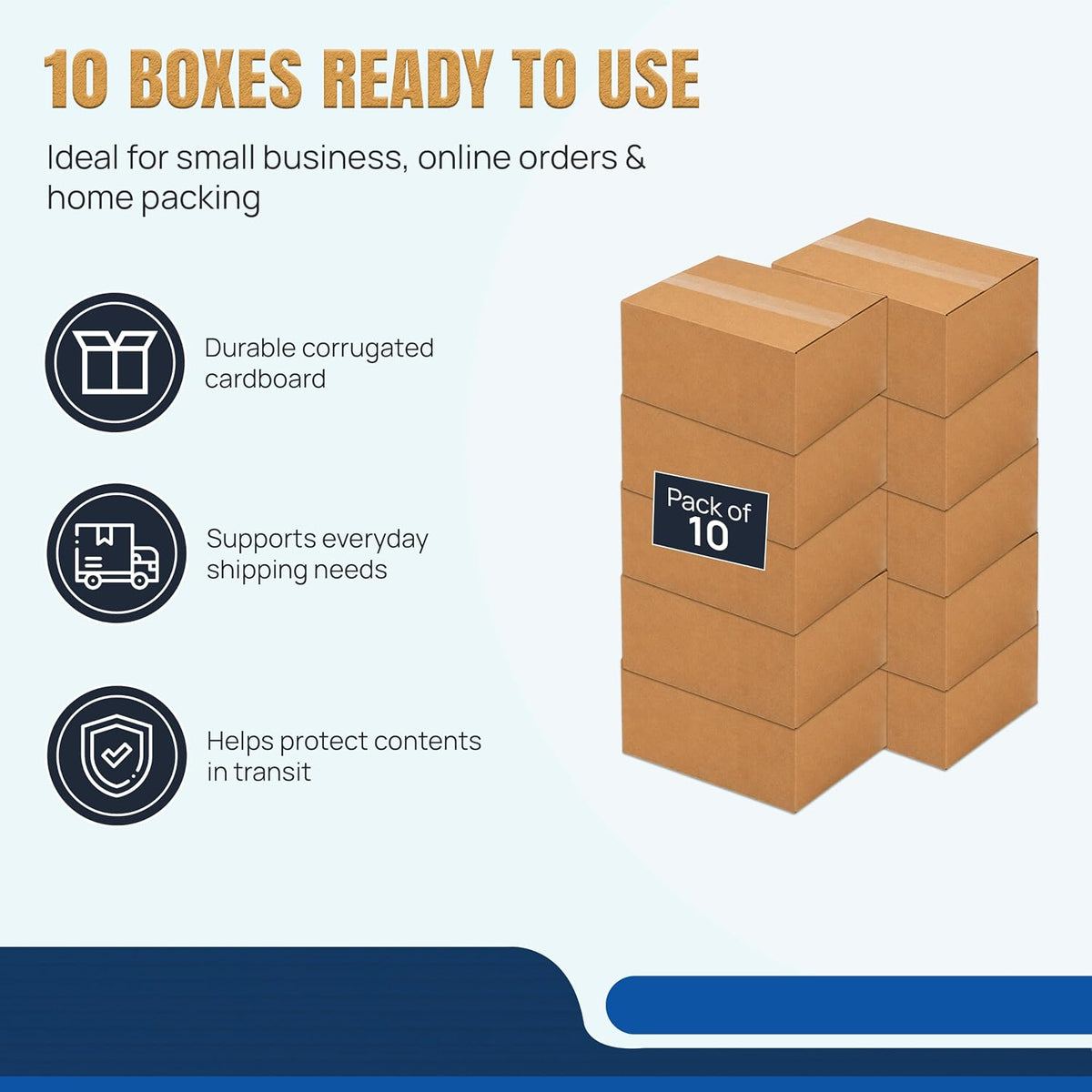 Shipping Boxes Mailers 8x6x4 inches Cardboard Small Packing Kraft Moving Mailing Box, (Pack of 10) Sturdy Cardboard