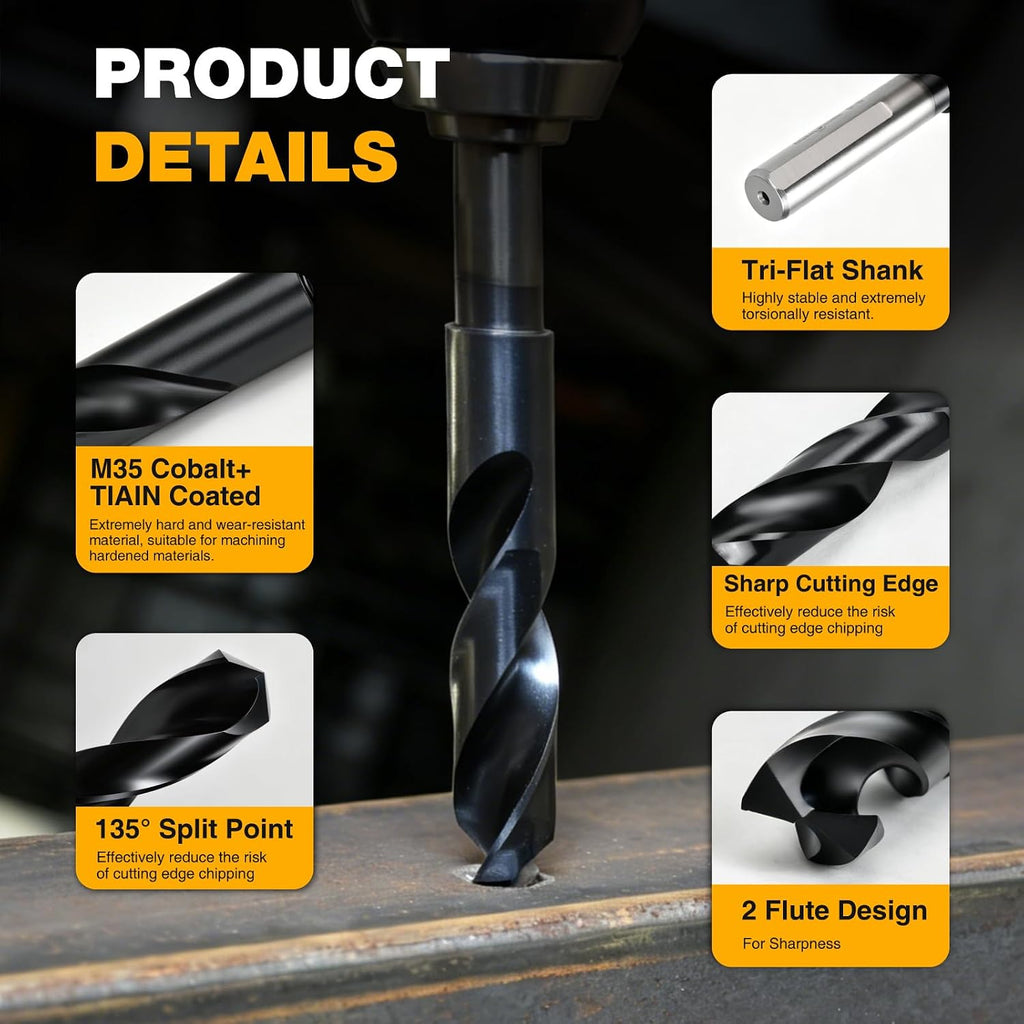 ANGELSWORD 1" Drill Bit for Metal,Hardened Metal, M35 Cobalt,TiAlN Coat