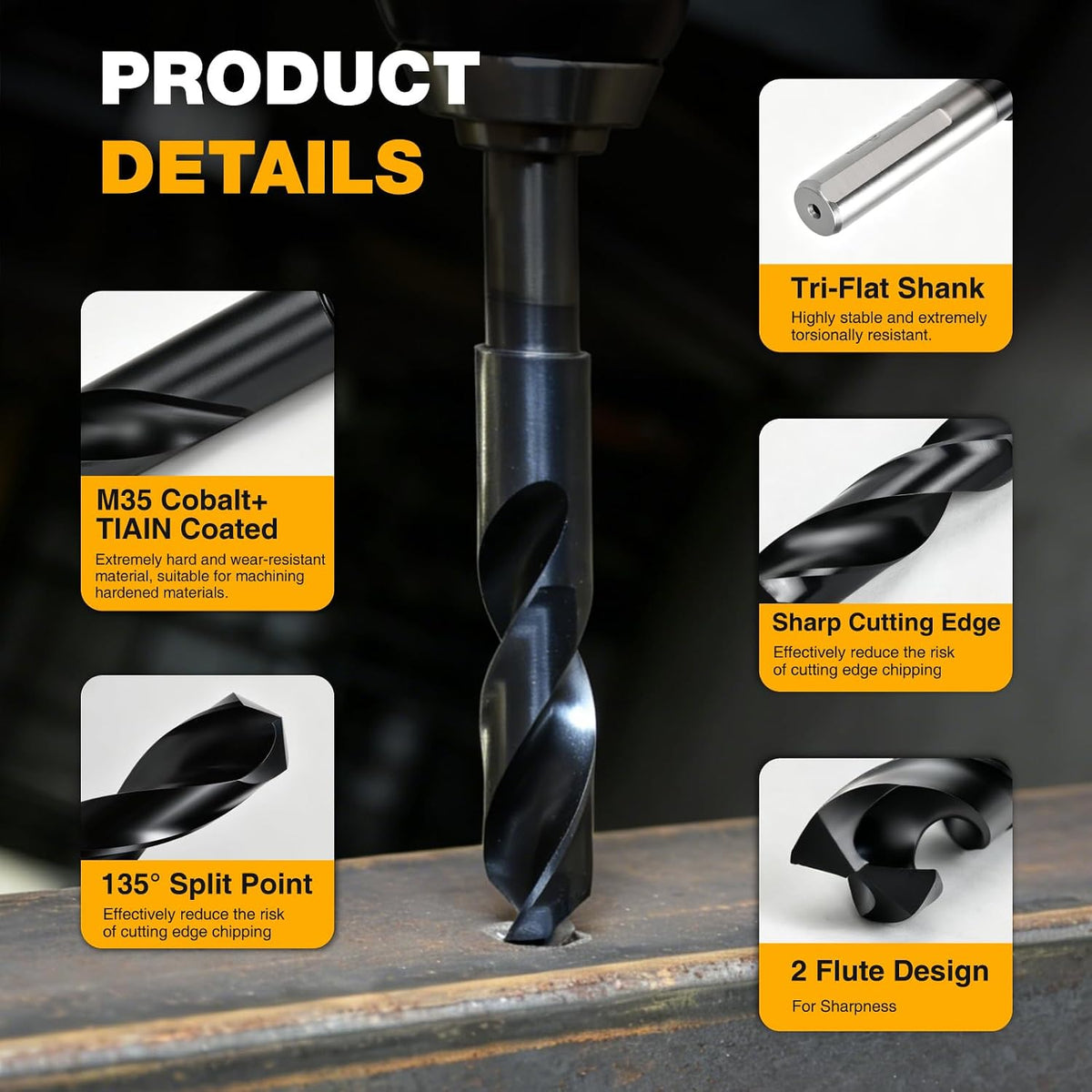 ANGELSWORD 1" Drill Bit for Metal,Hardened Metal, M35 Cobalt,TiAlN Coat