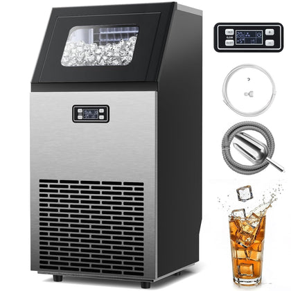 Commercial Ice Machine, 100lbs/24H,45 Cubes/Batch in 11-20 Mins