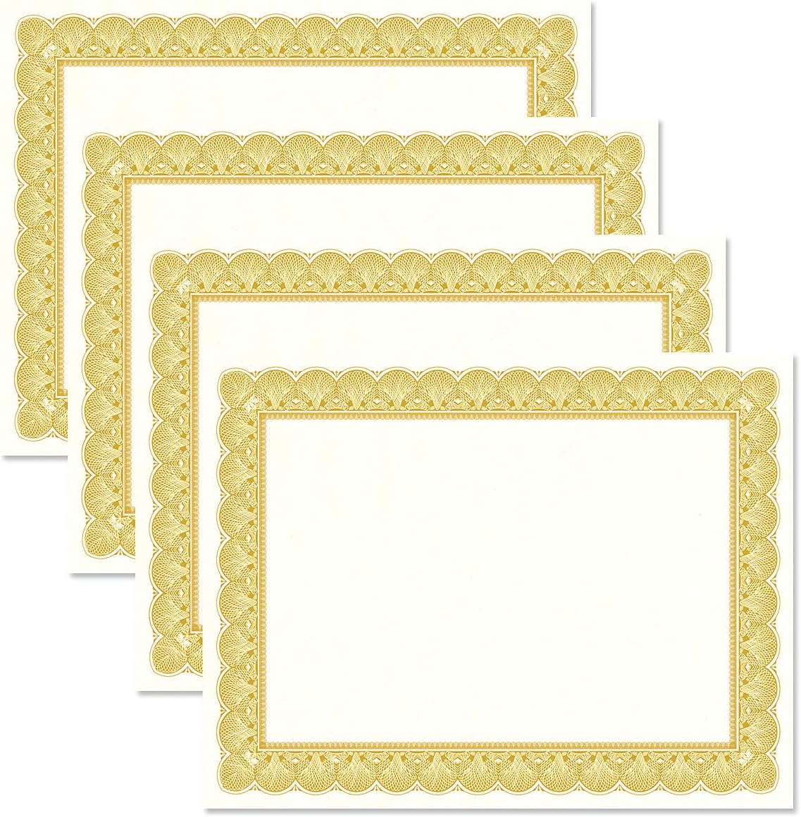 Elite Gold & White Parchment Certificate Papers - Pack of 100, Laser & Inkjet Printer Compatible, For Office