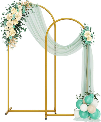 Metal Arch Backdrop Stand 2 Set (6FT/5FT), Gold Wedding Arch Frame